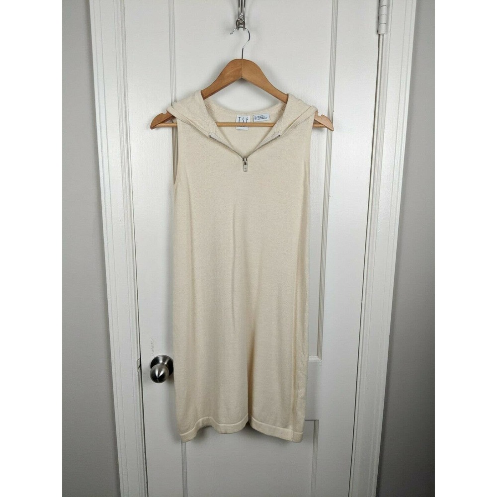 TSE Cashmere Cream Tank Hooded Dress